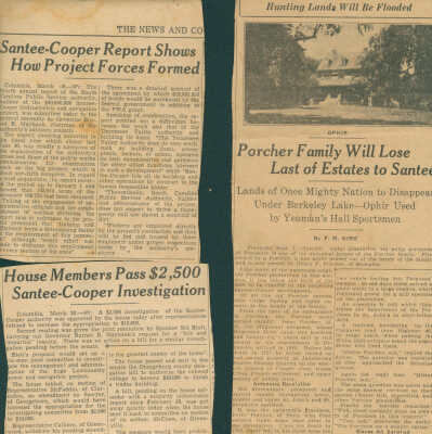 various articles about the Santee Cooper Project, dated 1938-1940 (PDF)