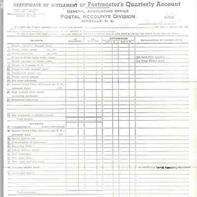 Certificate of Settlement of Postmaster's Quarterly Account, 1949