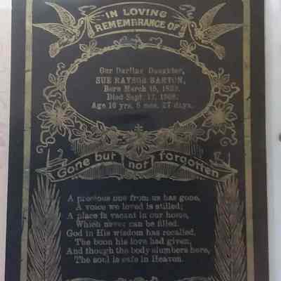 Memorial card (Sue Raysor Barton)