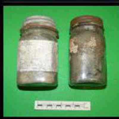 Jar with soil sample from the Pinopolis power house site