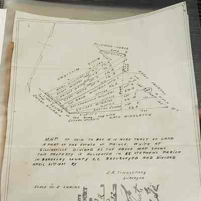 Handwritten property drawing from St. Stephen Parish