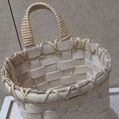 Tall handled oak splint basket
