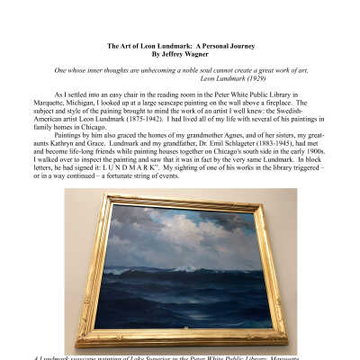 Article on Leon Lundmark, written by Jeffrey Wagner.