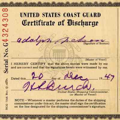 2024.17.1_017_Front: U.S. Coast Guard certificate of discharge, 1947